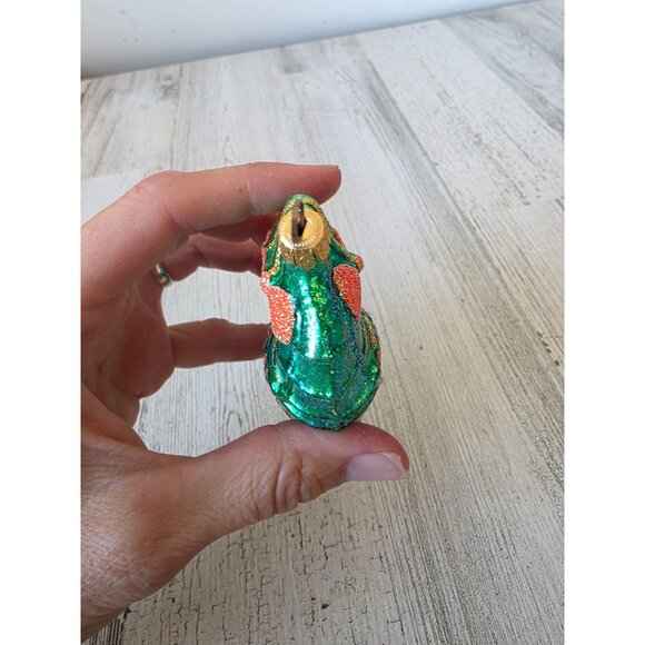 vintage Green glitter seahorse glass ornament tropical Hawaiian beach Xmas tree - Picture 6 of 7